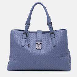 Bottega Veneta Blue Medium Nappa Intrecciato Roma Tote