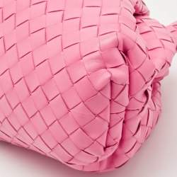 Pre Owned Bottega Veneta Pink Intrecciato Leather Classic The Pouch