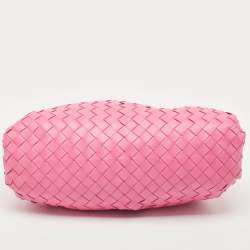 Pre Owned Bottega Veneta Pink Intrecciato Leather Classic The Pouch