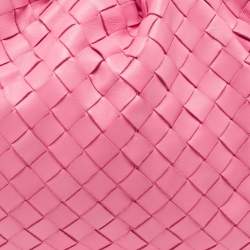 Pre Owned Bottega Veneta Pink Intrecciato Leather Classic The Pouch