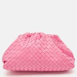 Pre Owned Bottega Veneta Pink Intrecciato Leather Classic The Pouch