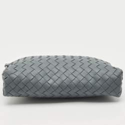Bottega Veneta Slate Grey Intrecciato Leather Oversized Zip Pouch