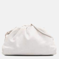 Bottega Veneta White Lambskin The Mini Pouch