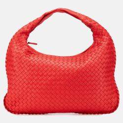 Bottega Veneta Red Small Nappa Intrecciato Veneta Hobo