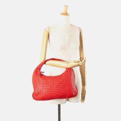 Bottega Veneta Red Small Nappa Intrecciato Veneta Hobo