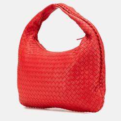 Bottega Veneta Red Small Nappa Intrecciato Veneta Hobo