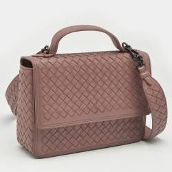 Bottega Veneta Old Rose Intrecciato Leather Alumna Top Handle Bag