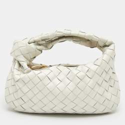 Bottega Veneta Off White Intrecciato Leather Mini Jodie Hobo