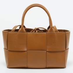 Bottega Veneta Brown Intreccio Leather Mini Arco Tote