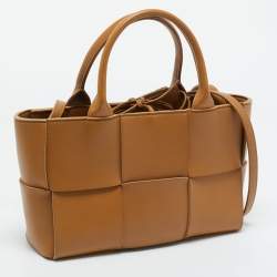 Bottega Veneta Brown Intreccio Leather Mini Arco Tote
