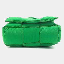 Pre Owned Bottega Veneta Green Fabric Candy Padded Tech Cassette Bag
