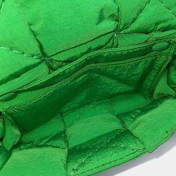 Pre Owned Bottega Veneta Green Fabric Candy Padded Tech Cassette Bag