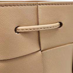 Pre Owned Bottega Veneta Beige Leather Cassette Mini Bucket Bag