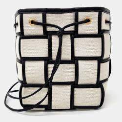 Bottega Veneta Beige/Black Canvas Cassette Bucket Bag