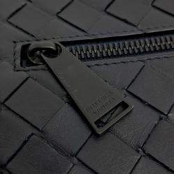 Bottega Veneta Navy Blue Leather Mesh Clutch