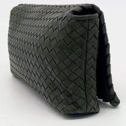 Bottega Veneta Green Leather Mesh Crossbody Bag
