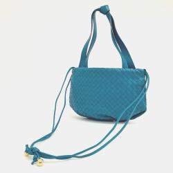 Bottega Veneta Blue Leather Mesh Bulb Small Bag