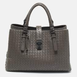 Pre Owned حقيبة يد بوتيغا فينيتا روما متوسطة جلد إنتريشياتو بيج