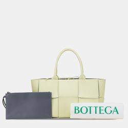 Bottega Veneta Cream Small Lambskin Intrecciato Arco Tote
