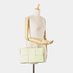 Bottega Veneta Cream Small Lambskin Intrecciato Arco Tote