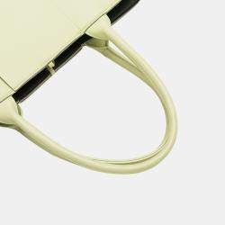 Bottega Veneta Cream Small Lambskin Intrecciato Arco Tote