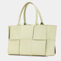 Bottega Veneta Cream Small Lambskin Intrecciato Arco Tote