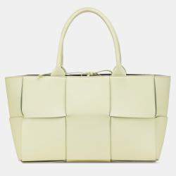 Bottega Veneta Cream Small Lambskin Intrecciato Arco Tote