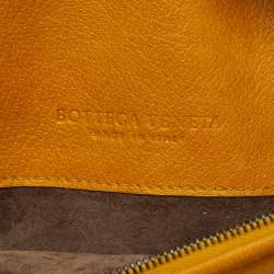 Pre Owned Bottega Veneta Yellow/Dark Brown Intrecciato Zip Pouch Clutch