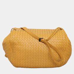 Bottega Veneta Intrecciato  Yellow Leather Messenger Bag