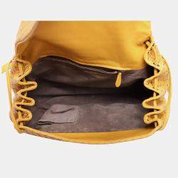 Bottega Veneta Intrecciato  Yellow Leather Messenger Bag