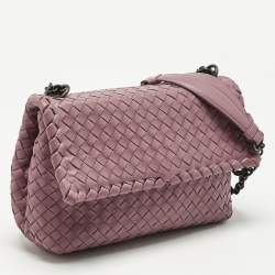 Pre Owned Bottega Veneta Pink Intrecciato Leather Small Olimpia Shoulder Bag