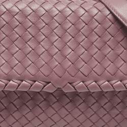 Pre Owned Bottega Veneta Pink Intrecciato Leather Small Olimpia Shoulder Bag