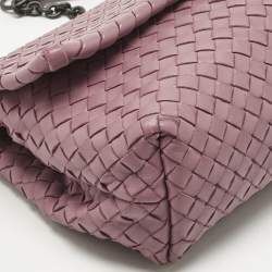 Pre Owned Bottega Veneta Pink Intrecciato Leather Small Olimpia Shoulder Bag