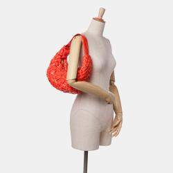 Bottega Veneta Red Foulard Intrecciato Calfskin Banana Hobo