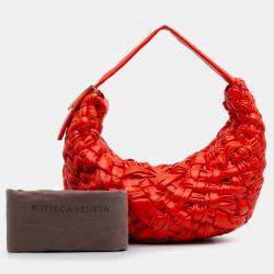 Bottega Veneta Red Foulard Intrecciato Calfskin Banana Hobo