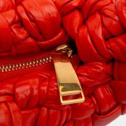 Bottega Veneta Red Foulard Intrecciato Calfskin Banana Hobo