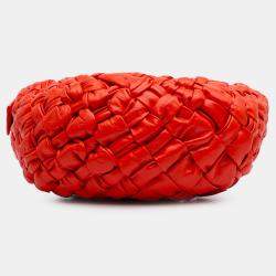 Bottega Veneta Red Foulard Intrecciato Calfskin Banana Hobo