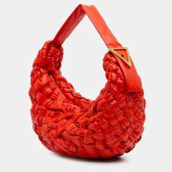 Bottega Veneta Red Foulard Intrecciato Calfskin Banana Hobo