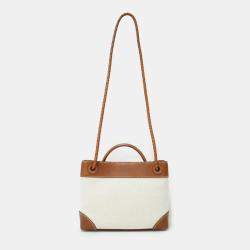 Bottega Veneta Brown Natural 24 Small Andiamo Tote Shoulder Leather Canvas