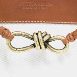 Bottega Veneta Brown Natural 24 Small Andiamo Tote Shoulder Leather Canvas