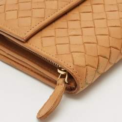 Bottega Veneta Brown Intrecciato Leather Flap Continental Wallet