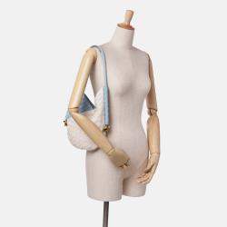 Bottega Veneta Blue/White Small Nappa and Canvas Intrecciato Solstice Shoulder Bag