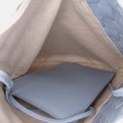 Bottega Veneta Blue/White Small Nappa and Canvas Intrecciato Solstice Shoulder Bag