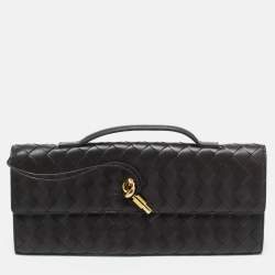 Bottega Veneta Brown Intrecciato Leather Medium Andiamo Clutch