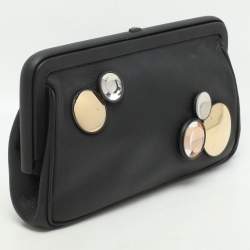Bottega Veneta Black Leather Embellished Clutch