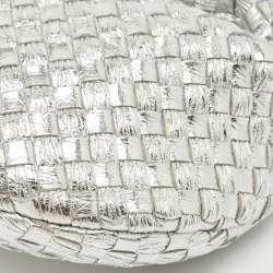 Bottega Veneta Metallic Silver Leather Mini Jodie Hobo
