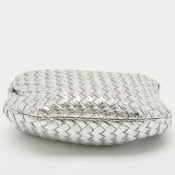 Bottega Veneta Metallic Silver Leather Mini Jodie Hobo