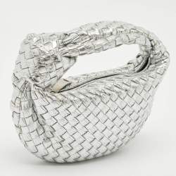 Bottega Veneta Metallic Silver Leather Mini Jodie Hobo