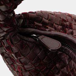 Bottega Veneta Red Medium Nappa Velours Intrecciato Fuzzy Veneta Hobo