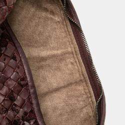 Bottega Veneta Red Medium Nappa Velours Intrecciato Fuzzy Veneta Hobo